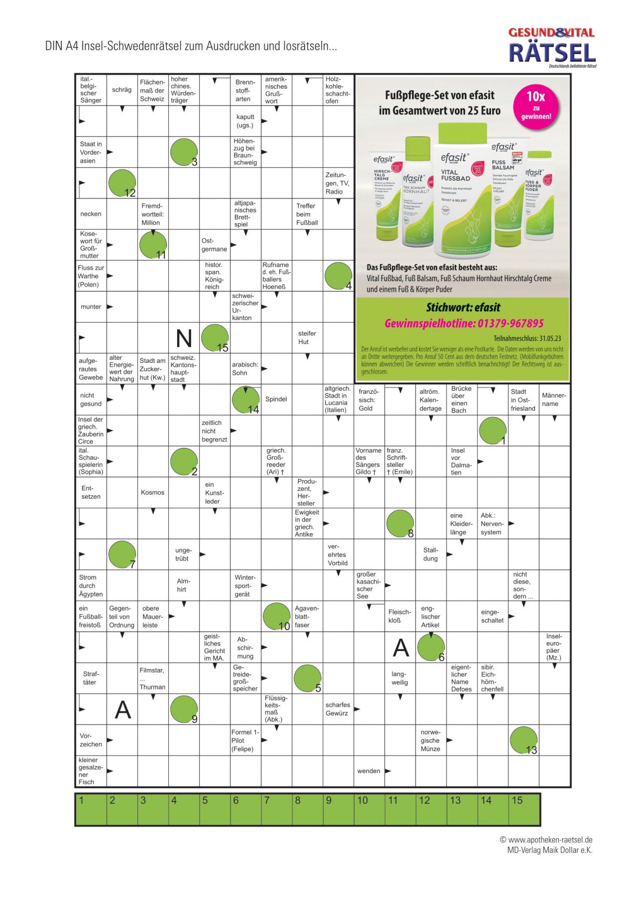 Schwedenraetsel → Apotheken Raetsel - MD Verlag Maik Dollar e.K.